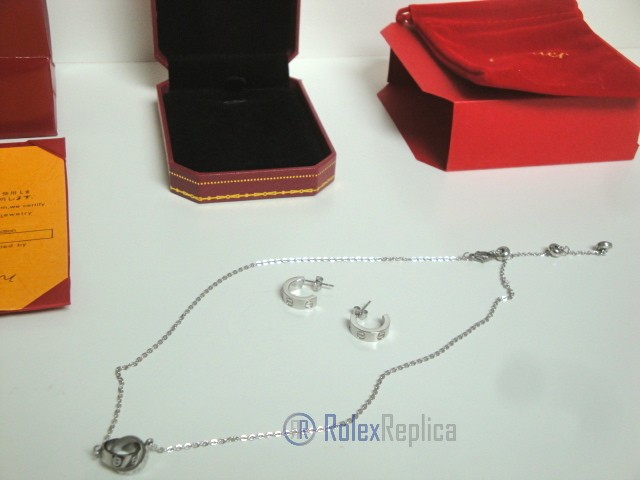 Cartier replica gioiello collier completo di orecchini love white gold - immagine 7