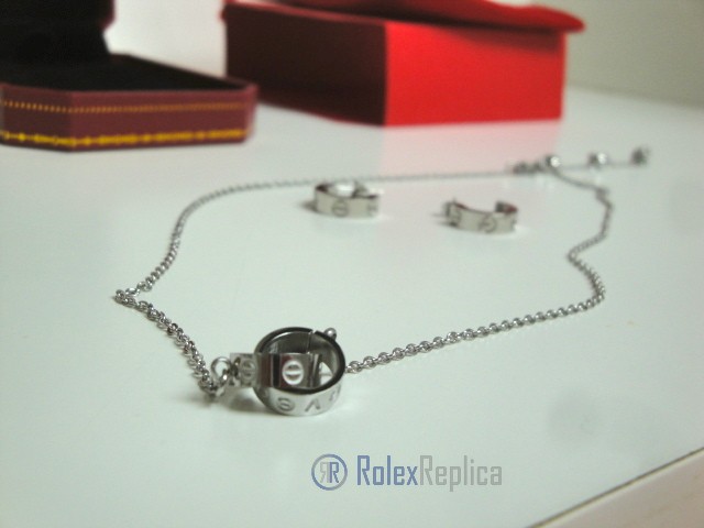 Cartier replica gioiello collier completo di orecchini love white gold - immagine 8