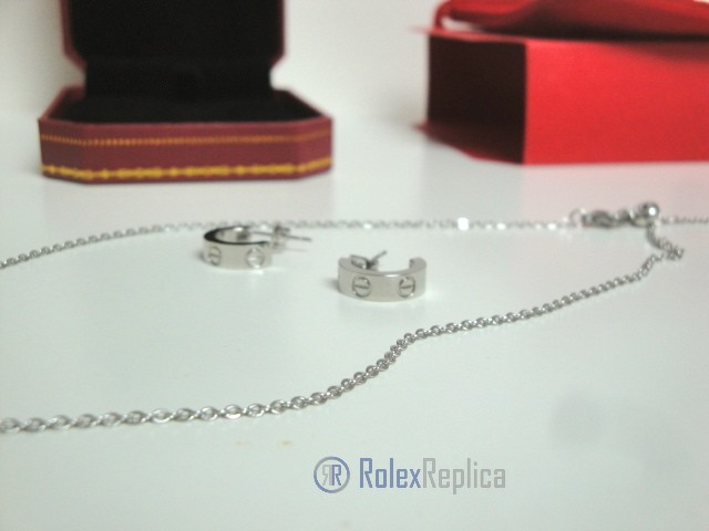 Cartier replica gioiello collier completo di orecchini love white gold - immagine 9