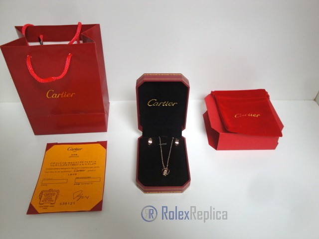 Cartier replica gioiello collier completo di orecchini love rose gold - immagine 2