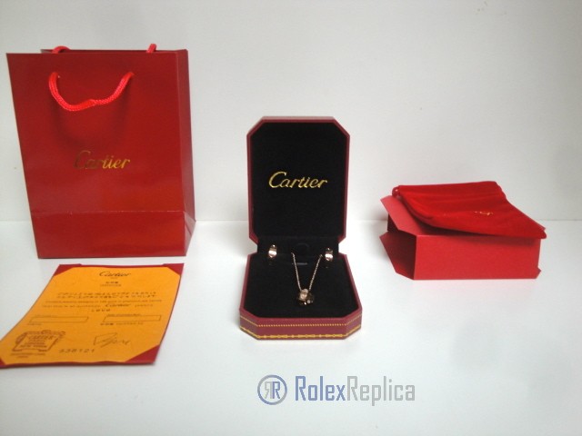 Cartier replica gioiello collier completo di orecchini love rose gold - immagine 3