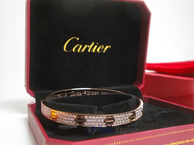 Cartier replica gioiello bracciale love rose gold pavè diamond - immagine 8