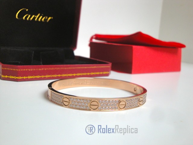 Cartier replica gioiello bracciale love rose gold pavè diamond - immagine 9