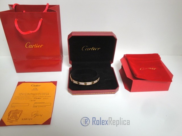 Cartier replica gioiello bracciale love yellow gold pavè diamond - immagine 3