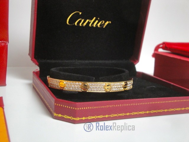 Cartier replica gioiello bracciale love yellow gold pavè diamond - immagine 5