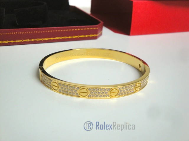 Cartier replica gioiello bracciale love yellow gold pavè diamond - immagine 6