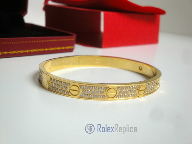 Cartier replica gioiello bracciale love yellow gold pavè diamond - immagine 7
