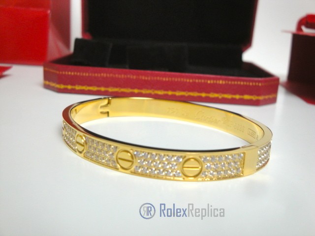 Cartier replica gioiello bracciale love yellow gold pavè diamond - immagine 9