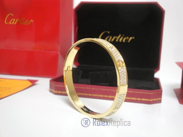Cartier replica gioiello bracciale love yellow gold pavè diamond - immagine 14