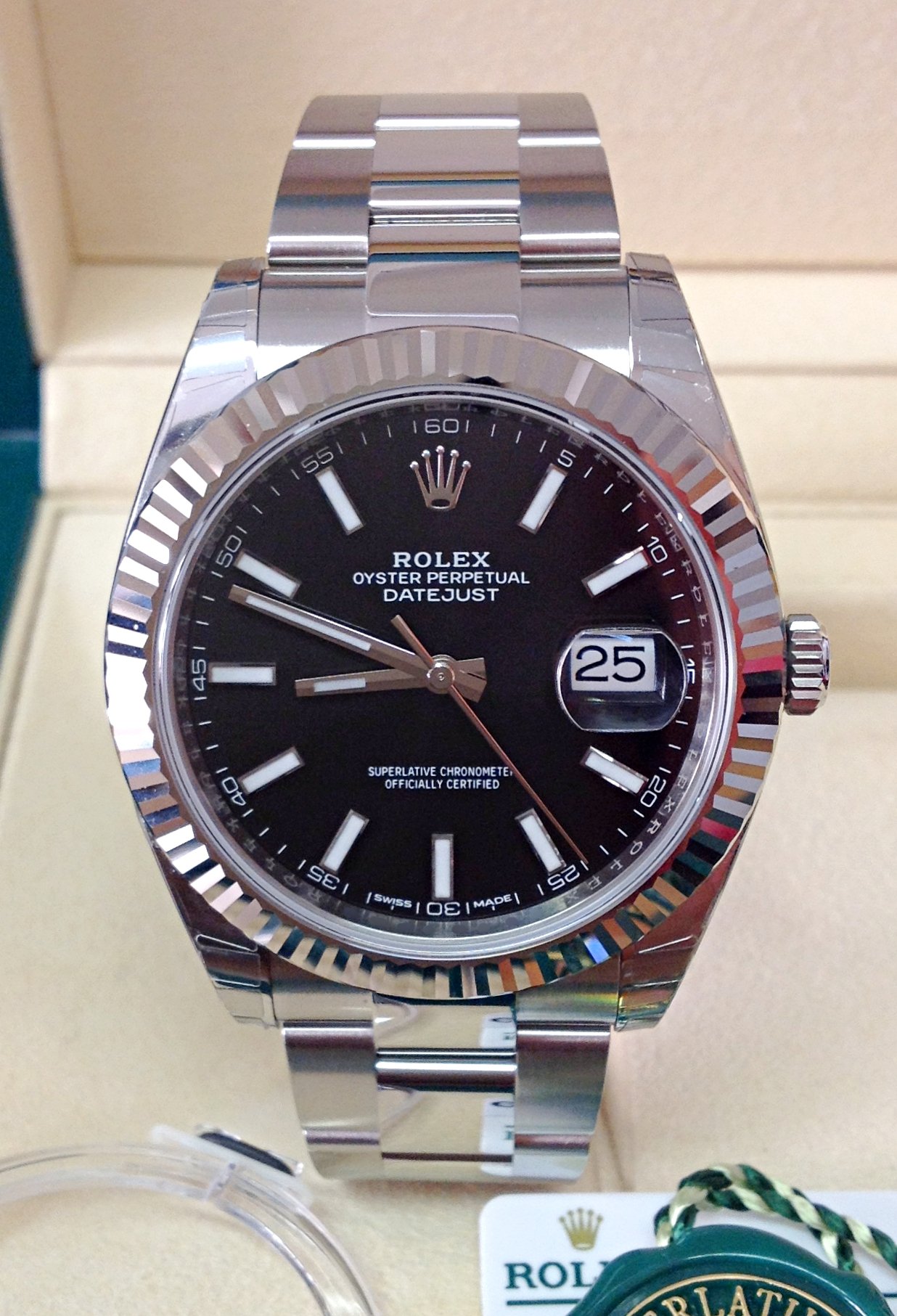 Rolex replica Datejust 41mm 126334 Black Dial oyster steel 3235 clone movement - immagine 2