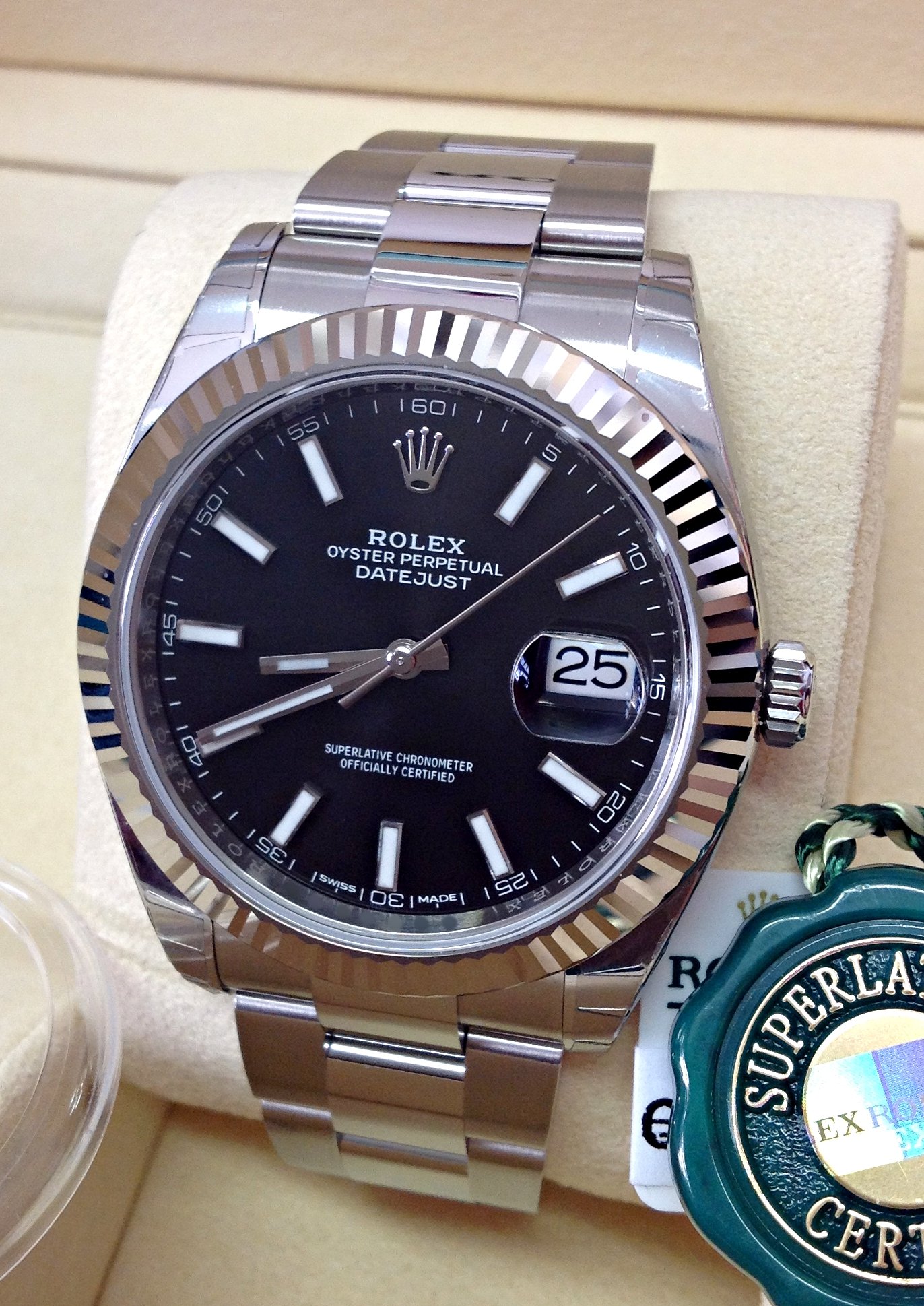 Rolex replica Datejust 41mm 126334 Black Dial oyster steel 3235 clone movement - immagine 5